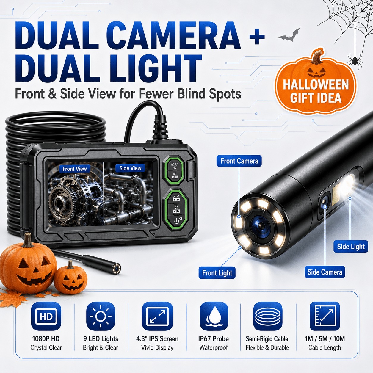 Home Cinema Led - Endoscope à double caméra avec câble