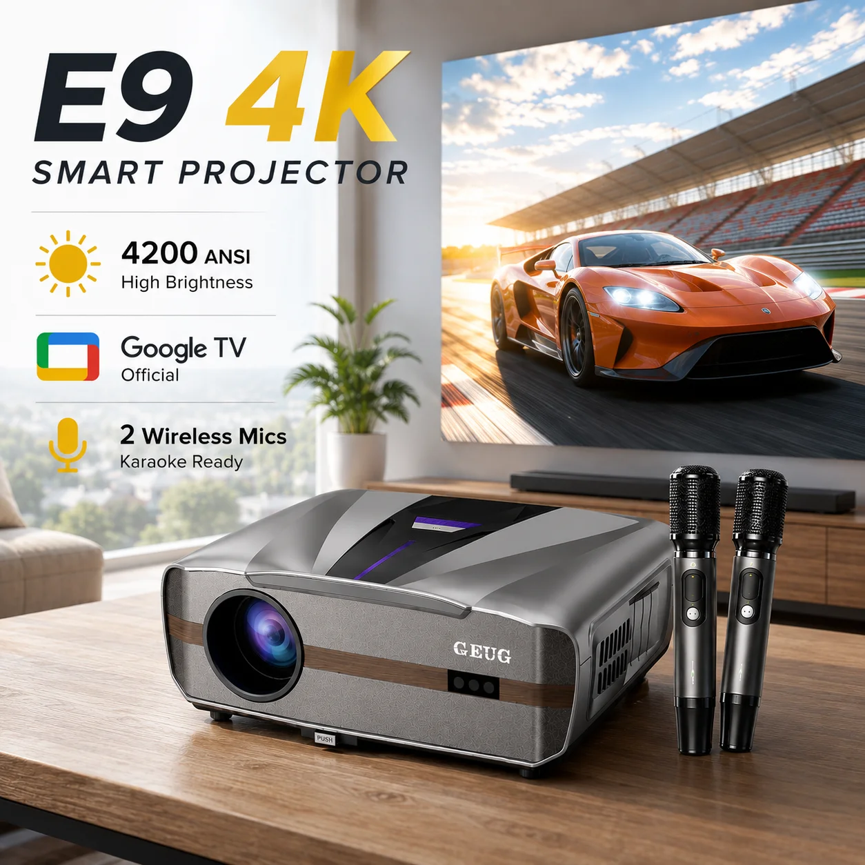 Nouveau projecteur E9 4KUHD in - Home Cinema Karaoke Projector avis et prix